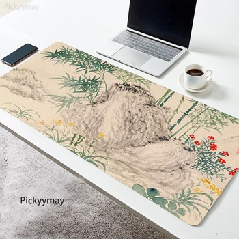 ציור סיני Deskmat אמנות גדול משטח עכבר מחשב שטיח Mausepad רטרו המשרד אביזרים למחשב תחתית גומי מקלדת Mousepad
