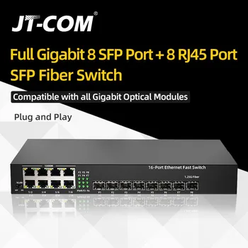 ג ' יי. טי-COM מלא Gigabit 8 SFP יציאת + 8 RJ45 יציאת SFP סיבים ההחלפה תואם את כל אופטי Gigabit מודול Plug and Play