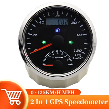 85mm GPS מד מהירות 125km/h 0~125MPH עם Tachometer עמיד למים 0-8000RPM מד מרחק עם אנטנת GPS לרכב הסירה 9~32V