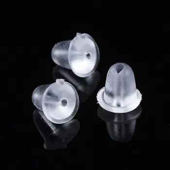 200pcs ברור פלסטיק רך עגיל חזרה את פקק כדור האוזן אגוזים חיבור עגילים הממצאים תכשיטים ואביזרים 4x4mm 4x3.5 מ 
