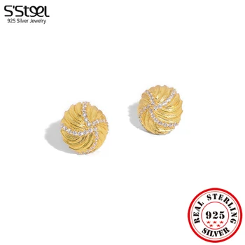 S'STEEL כסף סטרלינג 925 בעבודת יד חלבית זירקון חתיכים earings לנשים המתנה של יוקרה עגילים תואמים אירוסין תכשיטים