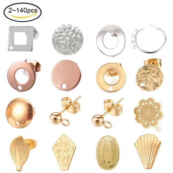 5-28PCS אל חלד 304 עגיל הממצאים עם לולאה הזהב עבור התכשיטים DIY אביזרים נשים