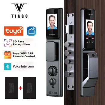טיאגו Wifi Tuya APP זיהוי פנים חכם לנעול את הדלת עם מצלמת וידאו, שיחה קולית אינטרקום דיגיטלי נעילת דלת אוטומטית מנעול הדלת
