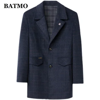 BATMO 2021 הגעה חדשה סתיו באיכות גבוהה צמר משובץ מעיל גברים,זכר צמר מעילי,במידות M-XXXXL MY82107