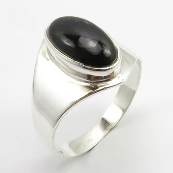 חצי יקרות אבן שחור סינטטי גודל הטבעת 10.75 אופנה תכשיטים