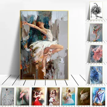 אופנה רקדנית בלט בד הציור בלרינה הדפסות בנות פוסטרים תמונה למצוא ציור קיר אמנות מודרנית קישוט הבית