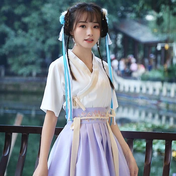 סין העתיקה המסורתית Hanfu נשים פיוז ' ן מודרני ההאנבוק הזה למעלה וחצאית קוספליי