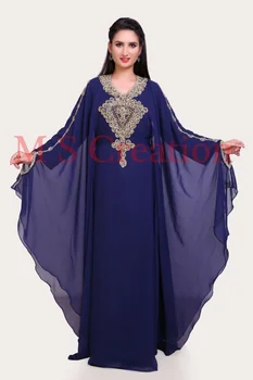 נשים החצאית הארוכה Moroccon אולם כחול ג ' ורג 'ט דובאי שמלת Farasha שמלה הודית השמלה נשים 56 ס