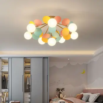 נורדי אורות התקרה ססגוניות, פרחים יצירתי סניף מנורת תקרה לחדר ילדים חדר שינה סלון עיצוב אורות Led