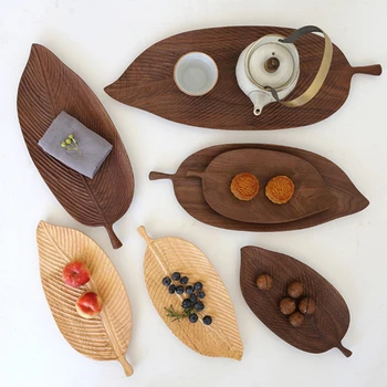 צורת עלה מעץ מלא בצלחת פירות כלים לקישוט מגש בסגנון נורדי שולחן מגש מטבח אחסון משטח מגש חטיפים