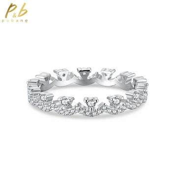 PuBang לנשים מתנה VVS חן נוצר Moissanite בסדר תכשיטים אמיתי 925 כסף סטרלינג יום נישואין נוצצת טבעת הסיטוניים