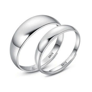 צבע כסף טבעות לגברים נשים פשוט טבעת חלקה גבוהה ליטוש טבעת טבעת לאוהבי זוגות
