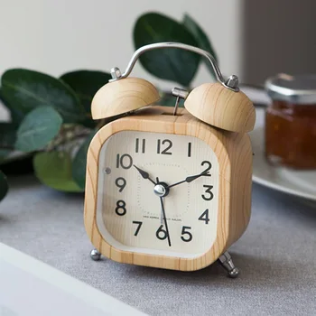 מיני עץ חמודה שעון מעורר עם תאורה מינימליזם יצירתי כפול פעמון השעון המעורר על המיטה המשרד שולחן העבודה תפאורה