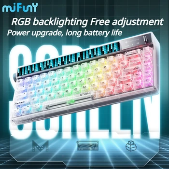 MIFuny מכני מקלדת מסך חכם 68 המפתחות RGB חם להחליף דובדבן פרופיל Keycaps Tri מצב מקלדת אלחוטית עבור Win/Mac/iPad