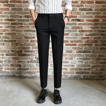 האביב המכנסיים של הגברים חופשי ישר קרסול-אורך רזה סגנון קוריאני טרנדי חליפת מכנסיים המשרד חליפת מכנסיים מכנסיים לגברים