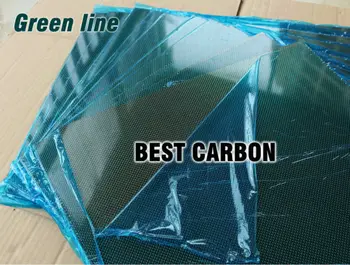 משלוח חינם 400mm x 500mm קו ירוק מבריק סיבי פחמן צלחת, cf צלחת , פחמן גיליון ,פחמן לוח