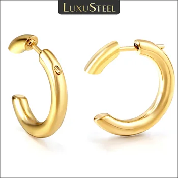 LUXUSTEEL 2023 חדש עיצוב יוצא דופן עגילים לנשים גברים נירוסטה עגול טבעת פתוחה חישוקים תכשיטים וינטאג ' מתנה 18/32mm