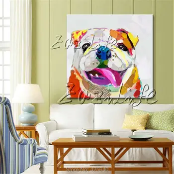 הכלב חיה ציור שמן על בד תמונות קיר ציורי קיר סלון אמנות הפליט סכין מודרני מופשט יד painted3