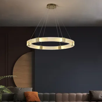 מודרני פשטות Led אורות תליון 1/2/3 טבעות מעגל Hanginglamp זהב חי בחדר האוכל מטבח אלומיניום תליון מנורות