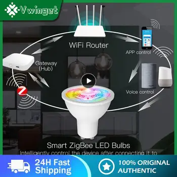 Tuya Zigbee 5w Gu10 זרקור המנורה שליטה קולית מנורת Led Tuya/smartlife האפליקציה ניתן לעמעום אור Led הנורה באמצעות Alexa הבית של Google