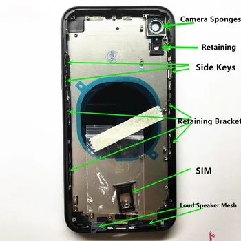 החלפת דיור עבור iPhone XR האחורי האמצעי מסגרת בחזרה זכוכית לכסות עם חלקים קטנים