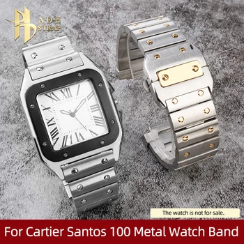 איכות גבוהה נירוסטה שרשרת השעון על Caitier סנטוס 100 WSSA0009 הגברים של להקת שעון 23mm עמיד למים צמיד חגורה