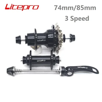 LITEPRO 14-16 אינץ מתקפלים אופניים Hubset קדמי אחורי V בלם רכזת להגדיר 74mm/85mm 20H 3 מהירות עוצרת אותם Freehub שחור/כסף/אדום