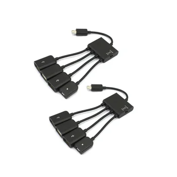 2Pcs 4 יציאת מיקרו-USB OTG רכזת מחבר כבל Spliter מתאם עבור אנדרואיד Tablet PC מחשב כוח טעינה