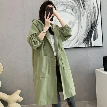 האביב והסתיו של 2023 חדש ארוך מעיל נשים קוריאני מוצק צבע מרזה מעיל ז ' קט