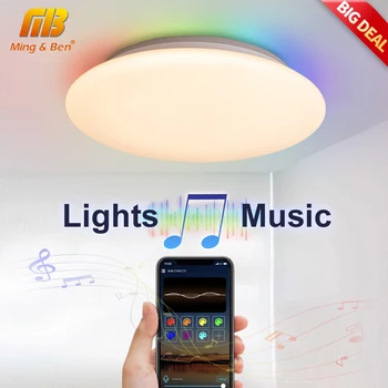 MINGBEN חכם RGB מנורת תקרה 110V/220V קצב הברק אורות LED עם WIFI אפליקציה שליטה קולית עם אלקסה אור על הסלון