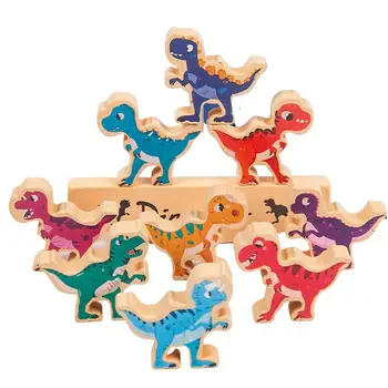 אבני בניין עץ איזון אבני דינוזאור סט צעצוע חינוכי איזון בלוקים מרובים בעלי החיים חידות ערמות של צעצועים