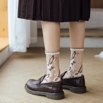 מזדמנים לנשימה אישה גרביים בקיץ דק Tranparent קריסטל משי גרביים חידוש אופנה Harajuku רטרו מצחיק גרביים ארוכות