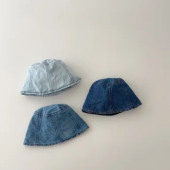 קוריאני ג ' ינס התינוק דלי כובע אביב סתיו ילדים כובע השמש עבור בנים בנות דייג כובעי ילדים אביזרים 2023