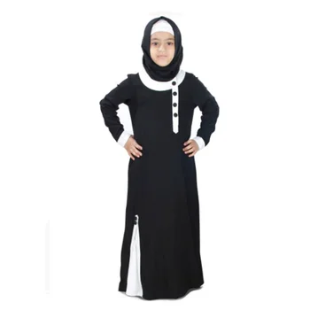 בנות שמלה ארוכה כיסוי הראש המוסלמי הערבי של ילדים האסלאמית Abaya ארוך חולצה שמלה שחורה להגדיר אירופאי ואמריקאי מגמת אופנה