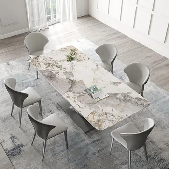 מינימליסטי לוח שולחן אוכל איטלקי גודל הדירה האור יוקרה מודרנית מלבני יצירתי מעצב מרפסת furnitureGY50CZ