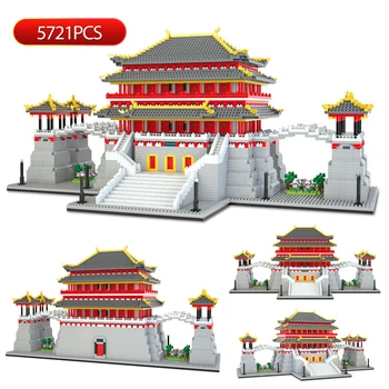 5721PCS העיר הסינית מיני מפורסמים ארכיטקטורה עתיקה מודל אבני הבניין הקלאסי ארמון לבנים צעצועים לילדים מתנות
