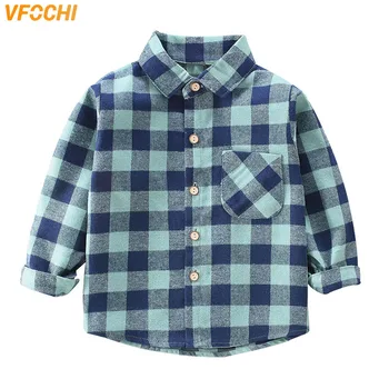 VFOCHI 2023 האביב ילד חולצה משובצת שרוול ארוך לילדים בגדים מעולים ססגוניות חולצות מזדמנים עבור ילדים 2-10 שנים בנים חולצות