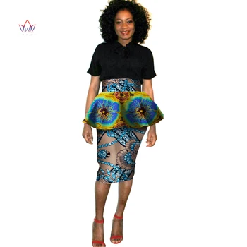 הקיץ אפריקה חצאית לנשים Bazin ריש גודל פלוס ליידי שעווה הדפסה חצאית לנשים אפריקאיות בגדי עבודה אופנה חצאית WY911
