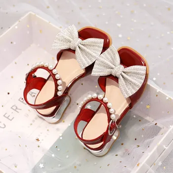 בנות סנדלי קיץ של ילדים רכים התחתונה פרפר טל-בוהן אדום נסיכה נעלי בנות נעלי תינוק נעלי נשים