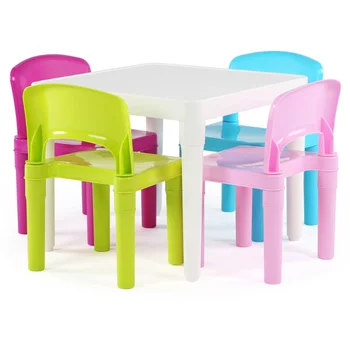 BOUSSAC ילדים 5 חלקים שולחן וכיסאות Set - פסטל