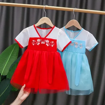 חדש בנות סיני Hanfu השמלה מחקה את טאנג שושלת אופנה שמלה ילדה שמלת הקיץ