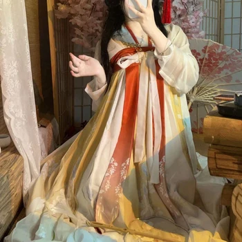 סיני Hanfu נשים שמלת אופנה טרי אלגנטי טנג-מינג החזה אורך חצאית מודפסת יומית הבמה בגדים 2023 קיץ חדש