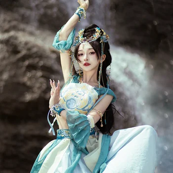Dunhuang Feitian שמלת נסיכה נסיכה לאו Zhiyu האן החליפה Chinoiserie המערבי אקזוטיים Dunhuang ריקוד תלבושת פיות להתלבש