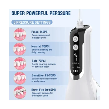 Oral Irrigator נטענת USB נייד שיניים סילון מים 330ML מיכל מים עמיד למים השיניים מנקה לבן