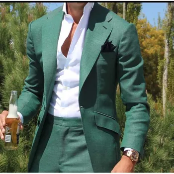 2019 ירוק העיצובים העדכניים החליפה גברים ארוחת ערב, חליפות חתן מסיבת אופנה חליפות לגברים מותאם אישית הנשף זכר מעיל מכנסיים תחפושות, חליפות