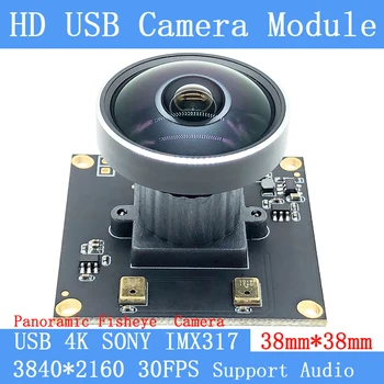 פנורמי עין הדג ברזולוציה גבוהה 4K מודול המצלמה 3840 x 2160 Sony IMX317 30Fps UVC USB מצלמת אינטרנט עבור סריקת מסמך תמיכת אודיו