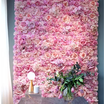 צפיפות גבוהה פרח קיר 40x60cm משי רוז פרחים מלאכותיים רומנטי לחתונה רקע קישוט 13color