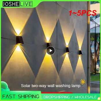 1~5PCS שמש אורות קיר חיצוני עמיד למים רחוב קישוט קיר תאורת LED סולארית מנורת המרפסת על וילה פטיו גן