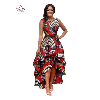 במלאי אפריקה בגדים לנשים O-צוואר אפריקה דאשיקי שמלות כותנה שמלה ללא שרוולים אפריקה הדפס השמלה גדול מידה 4xl WY447