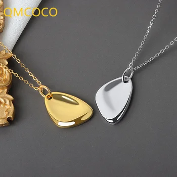 QMCOCO מינימליסטי צבע כסף גיאומטריות פשוטות תליונים שרשרת תכשיטי יוקרה לנשים אופנתי קלאסיקות החתונה הכלה תכשיטים מתנות